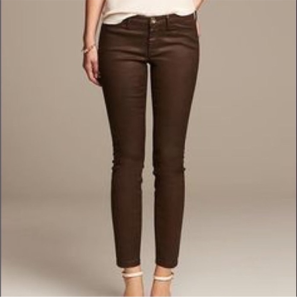 Banana Republic Coated Brown Rustic Distressed Wash Jeans